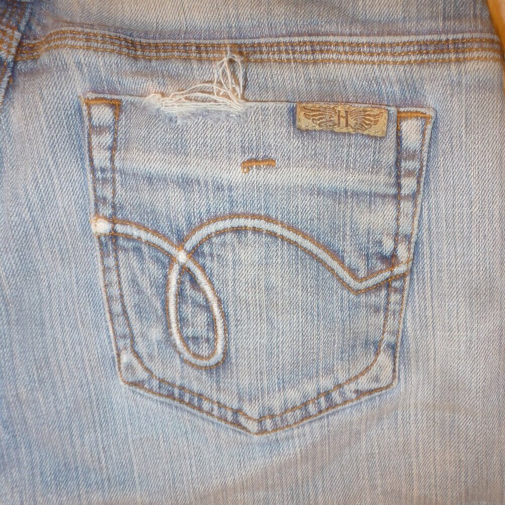 Sexy Hint Jeans Distressed Denim Shorts Sz 7 - Picture 3 of 7